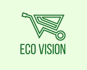 Green Eco Wheelbarrow logo design