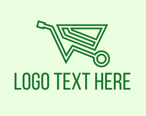 Worker - Green Eco Wheelbarrow logo design