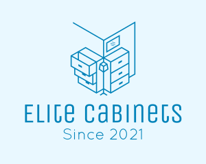 Cabinet - Blue Minimalist Office Cabinet logo design