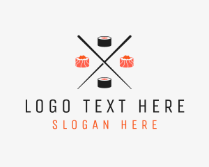 Fine Dining - Japanese Sushi Roll Chopsticks logo design