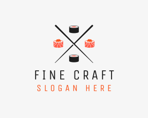 Japanese Sushi Roll Chopsticks logo design