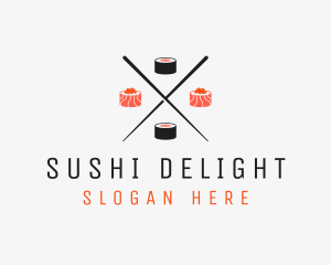 Japanese Sushi Roll Chopsticks logo design