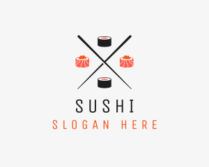 Japanese Sushi Roll Chopsticks logo design