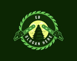 Pine Tree - Chainsaw Lumberjack Woodcutter logo design