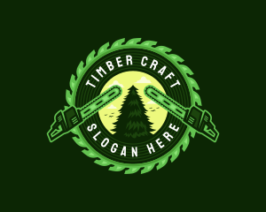 Chainsaw Lumberjack Woodcutter logo design