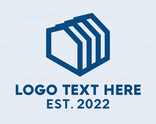 Blue 3D House Contractor Logo