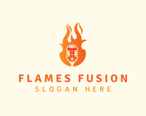 Flaming Mic Studio logo design