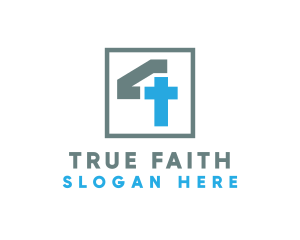 Belief - Monogram Cross Number 4 logo design