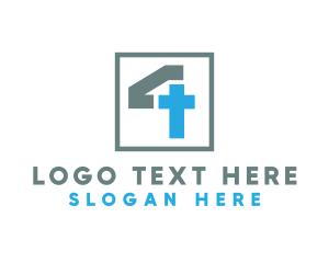 Religious - Monogram Cross Number 4 logo design