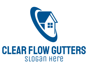 Gutter - Blue Roofing Village logo design