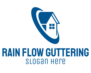 Guttering - Blue Roofing Village logo design