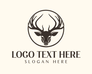 Antelope - Antler Deer Wildlife logo design