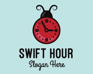 Ladybird Beetle Clock logo design