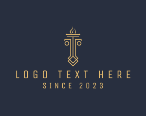 Column - Torch Column Key logo design