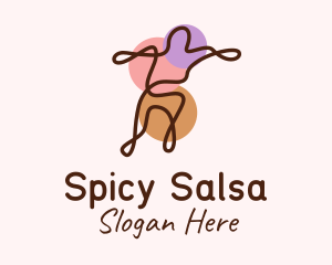 Salsa - Dancing Human Monoline logo design