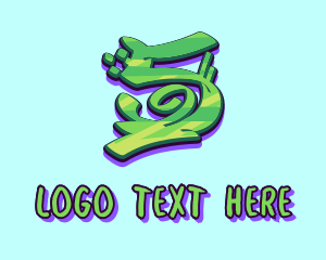 Beatbox - Green Graffiti Art Number 5 logo design