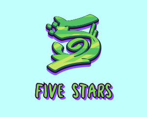 Five - Green Graffiti Art Number 5 logo design