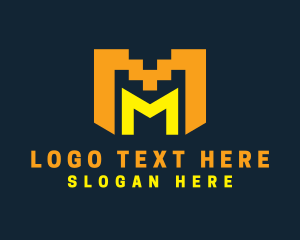 Cultural - Videogame Pixel Letter M logo design