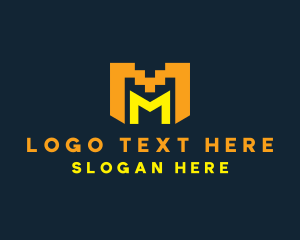 Videogame - Videogame Pixel Letter M logo design