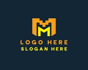 Videogame - Videogame Pixel Letter M logo design