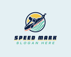 Athletic Surfer Bodyboarding logo design