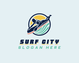 Athletic Surfer Bodyboarding logo design