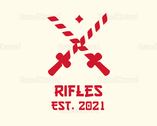 Red Japanese Ninja Sword Logo