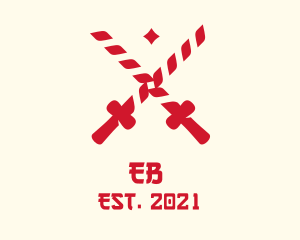 Asian - Red Japanese Ninja Sword logo design