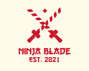 Red Japanese Ninja Sword logo design