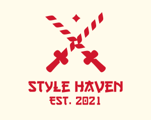 Sharp - Red Japanese Ninja Sword logo design