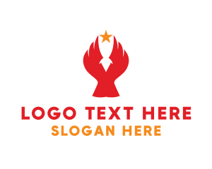 Red Star - Star Phoenix Bird logo design