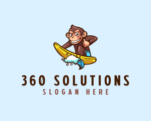 Wave Surfer Monkey logo design