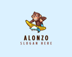 Wave Surfer Monkey logo design