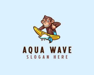 Wave Surfer Monkey logo design