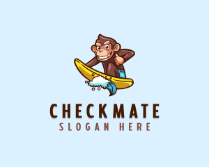 Wave Surfer Monkey logo design