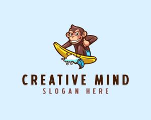 Wave Surfer Monkey logo design