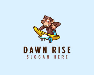 Wave Surfer Monkey logo design