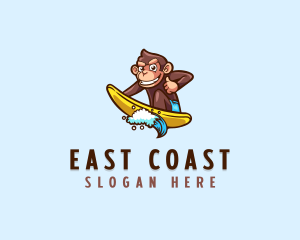 Wave Surfer Monkey logo design