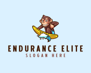 Wave Surfer Monkey logo design