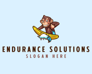 Wave Surfer Monkey logo design