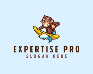 Wave Surfer Monkey logo design