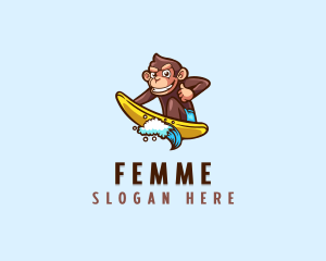 Wave Surfer Monkey logo design