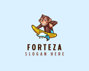 Wave Surfer Monkey logo design