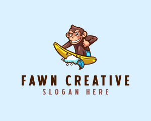 Wave Surfer Monkey logo design