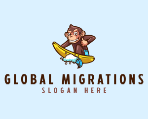 Wave Surfer Monkey logo design