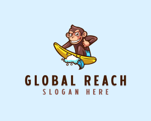 Wave Surfer Monkey logo design