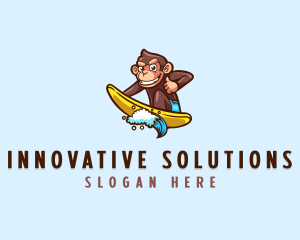 Wave Surfer Monkey logo design