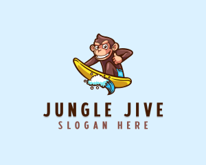 Monkey - Wave Surfer Monkey logo design