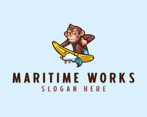 Wave Surfer Monkey logo design