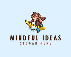 Wave Surfer Monkey logo design